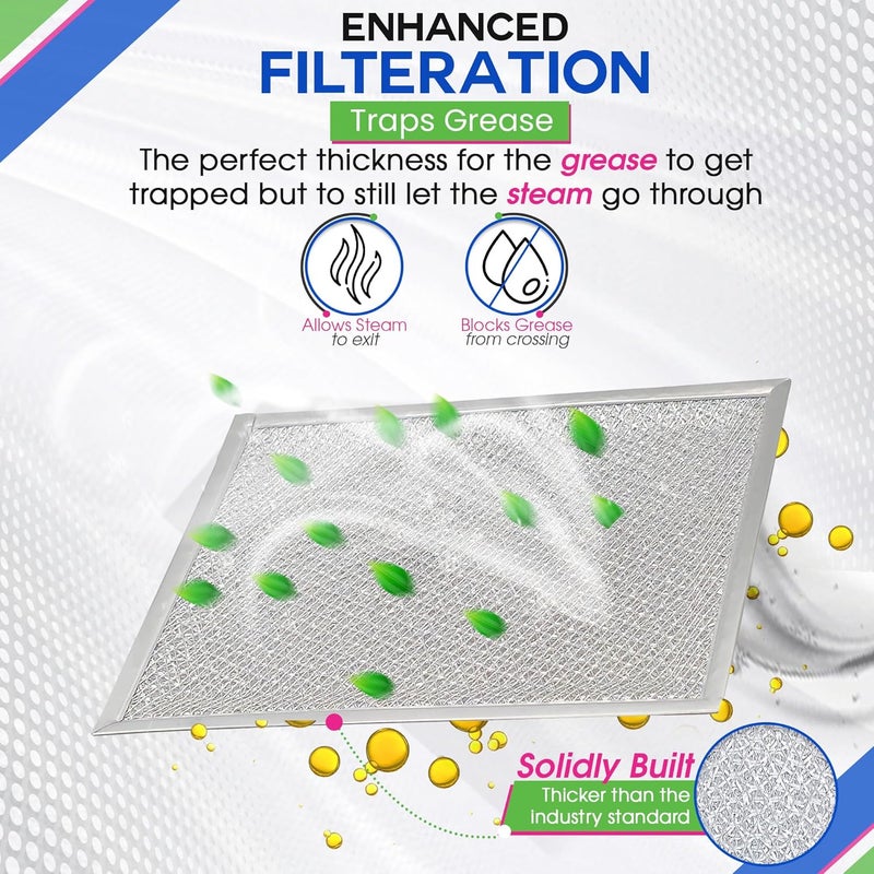 Bagean Stove Hood Vent Filter 8" x 9.5" BP55 Compatible with Broan Range Hood Filter Replacement and NuTone Kitchen Exhaust Fan - Aluminum Screen Blocks Grease & Filters Over Oven Air (2-Pack) - Image 4